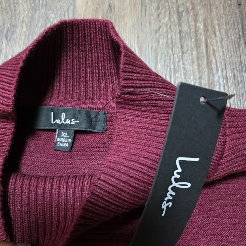 Lulus Burgundy Cutout Knit Maxi Sweater Dress Women’s XL NWT Long Sleeve Bodycon - Picture 8 of 11